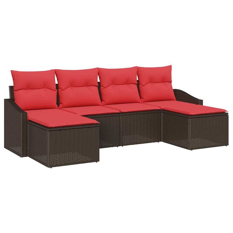 vidaXL 6 Piece Garden Sofa Set with Cushions - 91.7×46.1×27.2