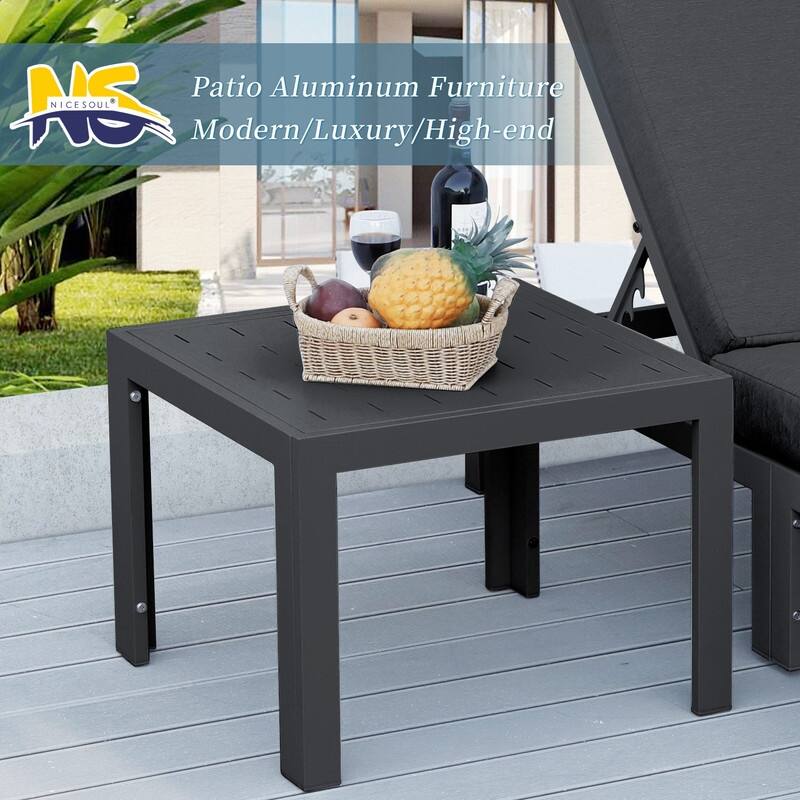FINCATI Patio Outdoor Chaise Aluminum Furniture Lounge Chair Set with Table Cushion - N/A