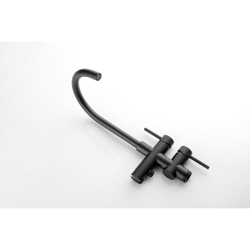 Floor Mounted Tub Faucet High Flow Freestanding Tub Filler Faucet with Handheld Shower Head and Swivel Spout