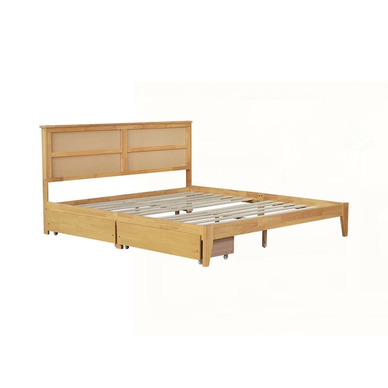 Rubber Wood Bed with Enhanced Support Salts and Feet
