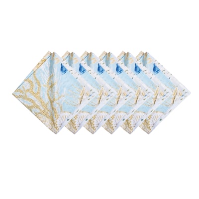 20" x 20" Belmont Reef Reversible Graphic Machine Washable Hemstitch Napkins Set of 6 - Yellow