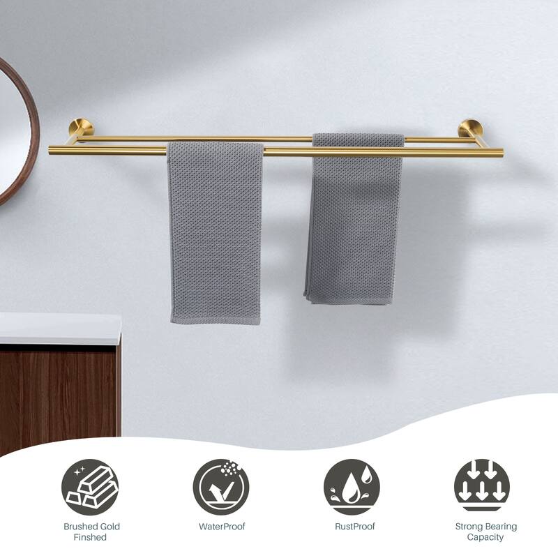 WOWOW Wall Mounted Stainless Steel Double Towel Bar