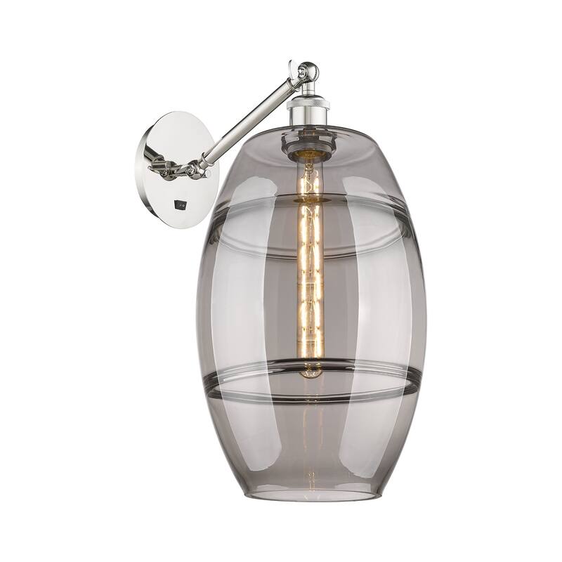 Innovations Lighting Endless Possibilities Ballston - Vaz - 1 Light 10" Adjustable Sconce - Arm Adjusts Up and Down - Polished Nickel/Light Smoke
