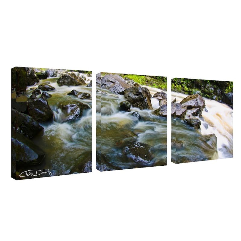 Ready2HangArt 'Maui Rocky Waterfall' 3-Piece Wrapped Canvas Wall Art Set