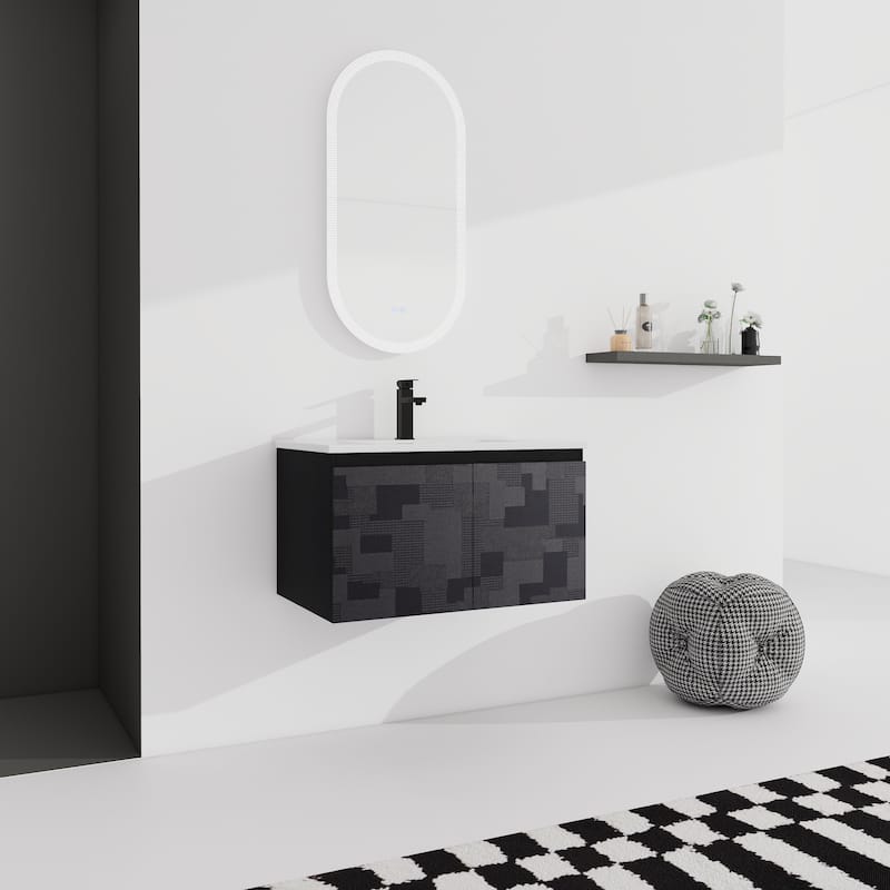 30"Floating Wall-Mounted Bathroom Vanity With Ceramics Sink & Soft-Close Cabinet Door