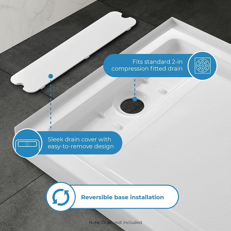 OVE DECORS Adena White Shower Base 60x36 in white