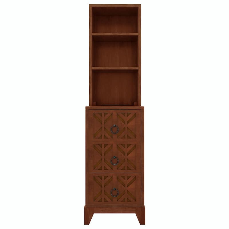 Corner End Table, Drawers & Shelves
