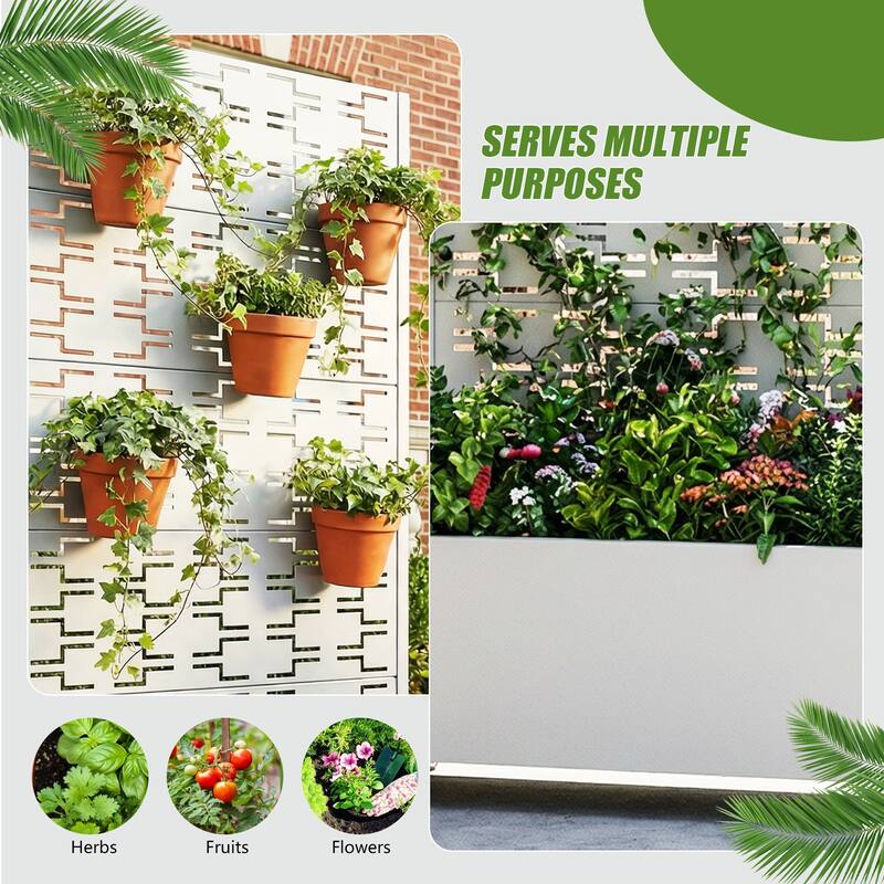 Metal Planter Box with Trellis Privacy Screen Planter Box with Lockable Wheels