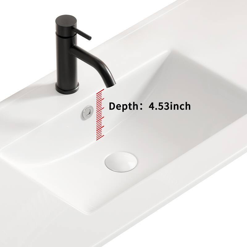 Ceramic Bathroom Sink - Thin Edge Vanity Basin, Single Bowl Countertop Porcelain Wash Basin for Bathroom