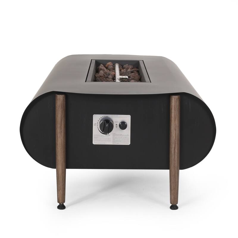 50 in. W x 25.5 in. D x 15.25 in. H Rectangle Propane Burning Outdoor Fire Pit in Dark Gray