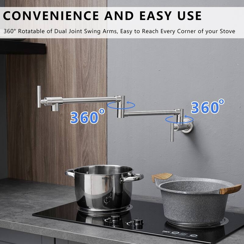 Wall-Mount Commercial Kitchen Folding Faucet Pot Filler Faucet