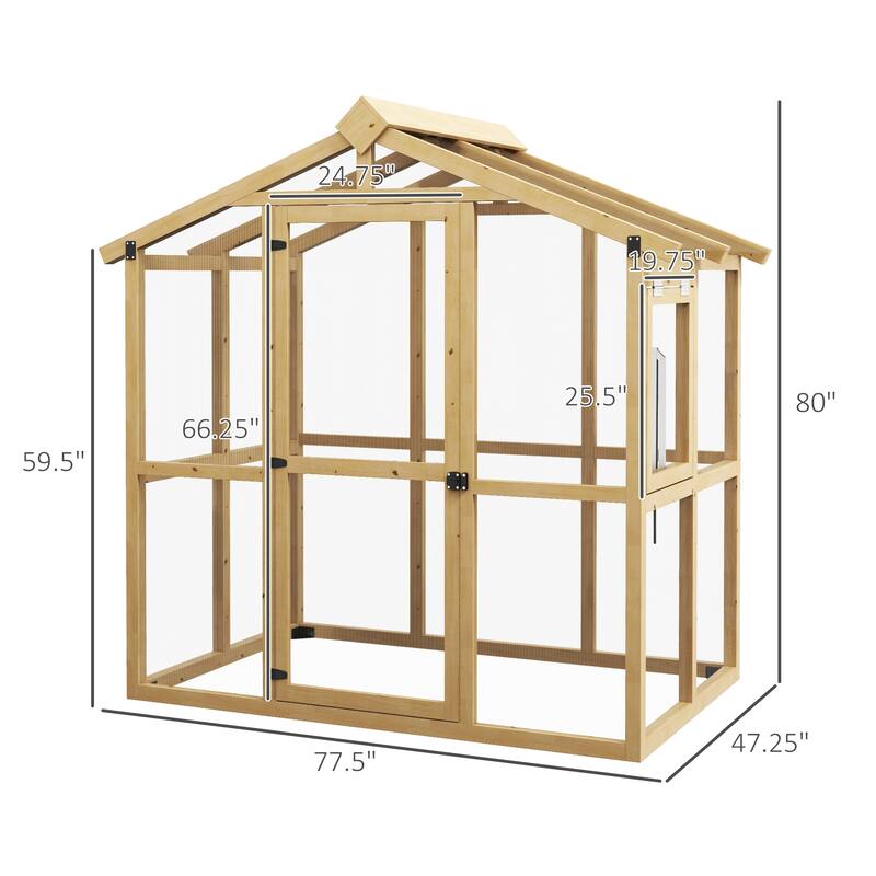 Outsunny 6.5' x 4' x 6.7' Walk-in Polycarbonate Greenhouse with Automatic Temperature Window and Lockable Door