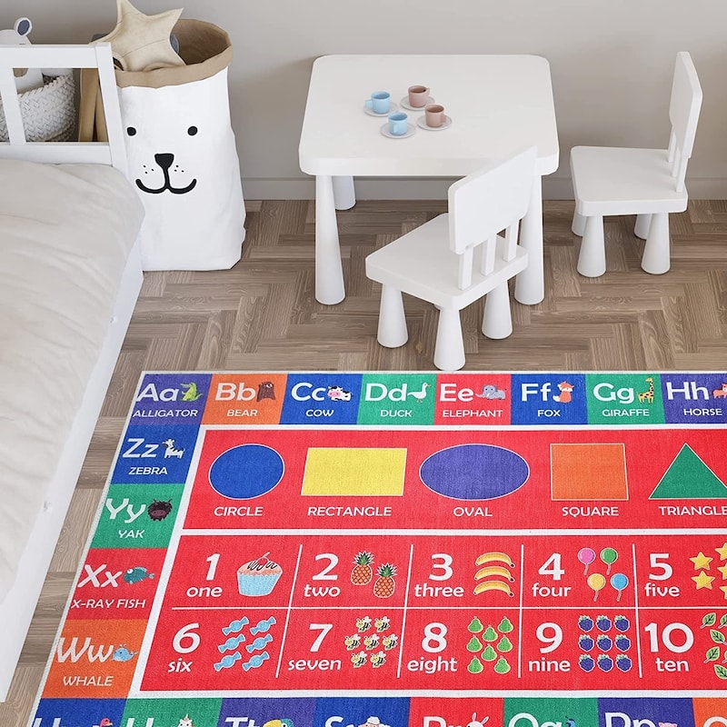 Sussexhome Low Pile Non-Slip Washable Educational Rug