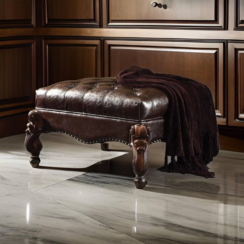 Majestic Ottoman, 2-Tone Dark Brown & Cherry Oak