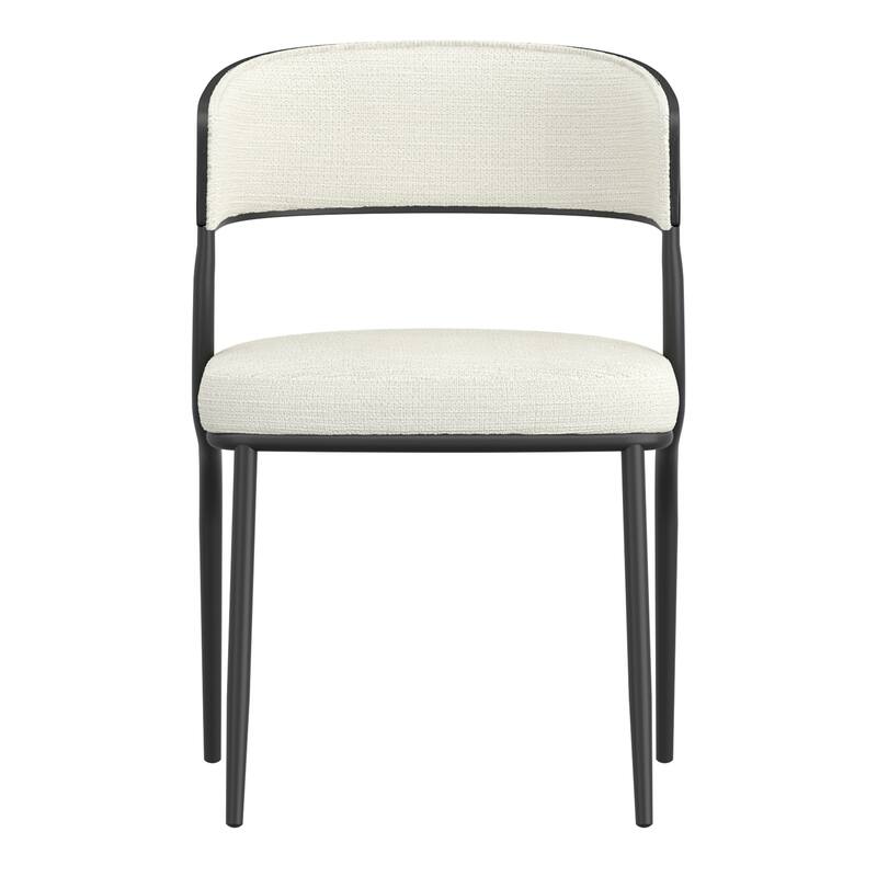 Modern Performance Fabric & Bentwood & Metal Dining Chair, Set of 4 - Dark Beige & Black