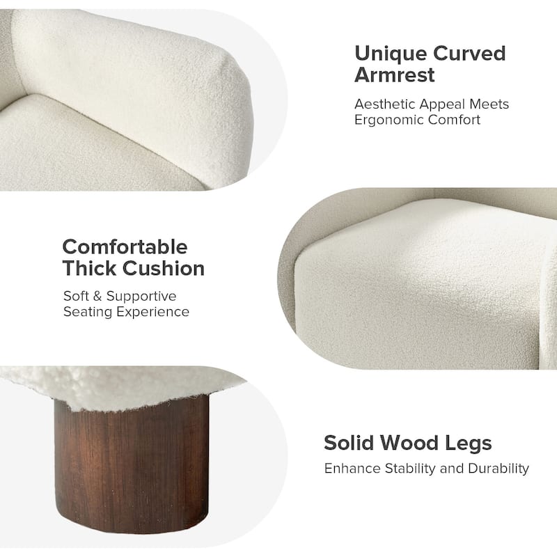 Wayne 35" Wide Boucle Upholstered Teddy Accent Chair with Solid Wood Legs by HULALA HOME