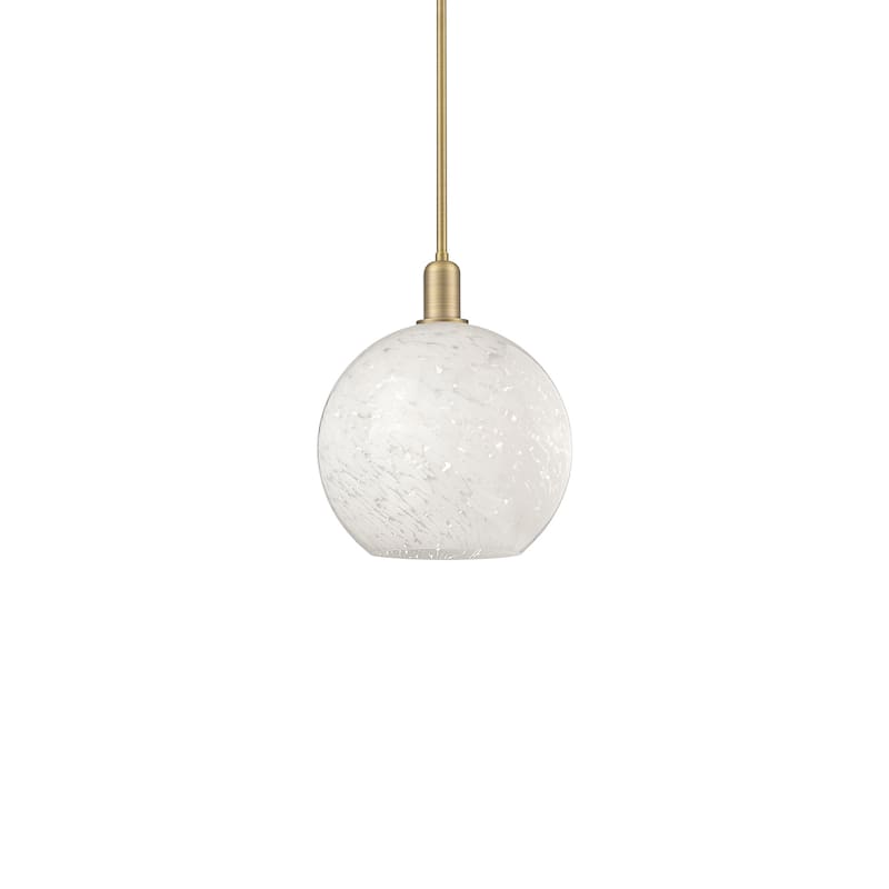 Innovations Lighting 716-1S-15-12 White Mouchette Pendant White - Brushed Brass / White Mouchette