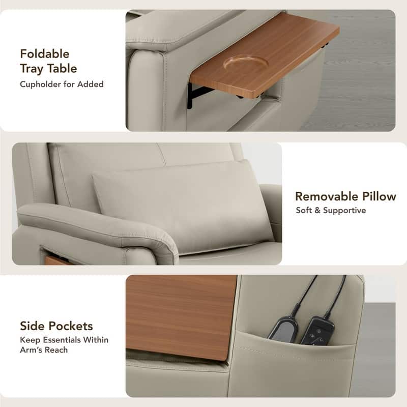 Spruce & Spring Power Lift Recliner Chair for Elderly with Foldable Tray Table and Massage
