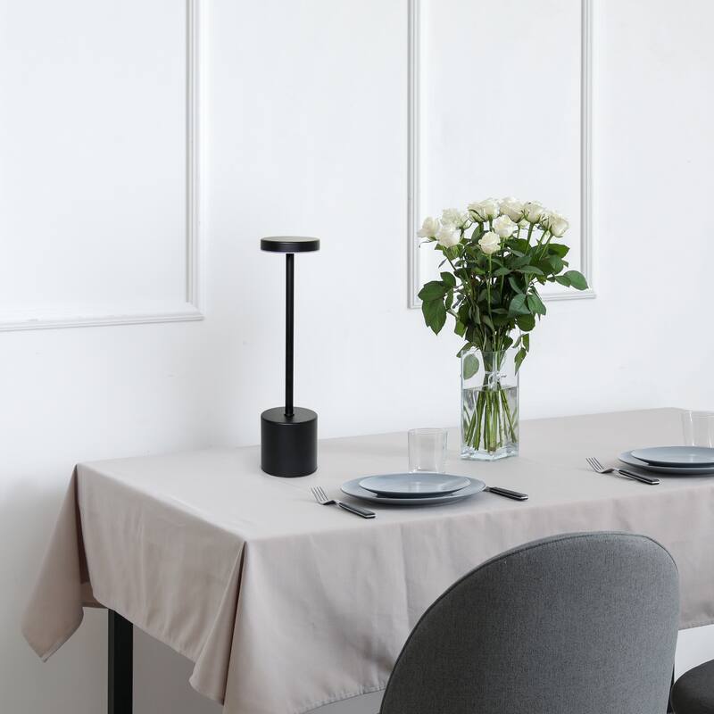 LED Mushroom Disc Touch Sensor Desk Lamp - 12.75" - Black