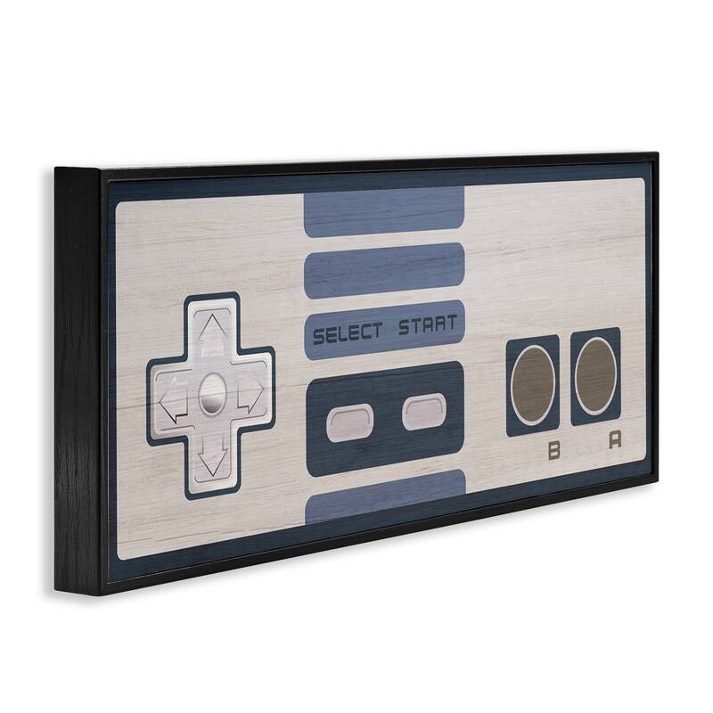 Stupell Vintage Video Game Entertainment System Classic Controller Blue Framed Wall Art