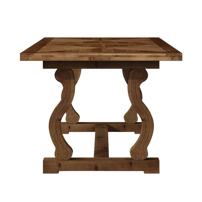 63" Solid Wood Office Executive Desk with Diamond Parquetry Top and Scroll Legs