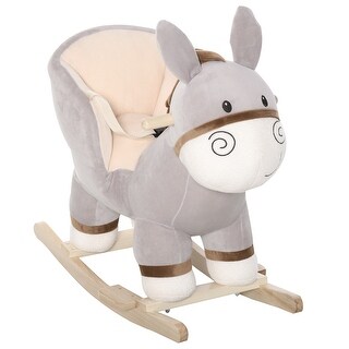 Plush Donkey Rocking Horse with Safety Belt, Realistic Sounds, and Sturdy Frame