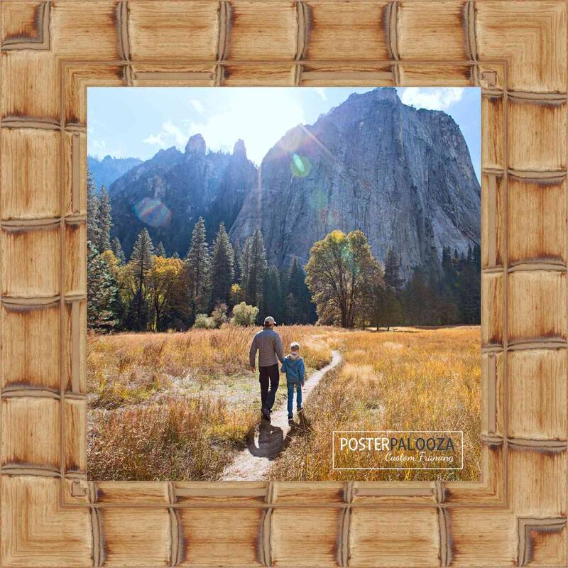 12x12 Natural Wide Bamboo Picture Frame - UV Acrylic, Foam Board Backing, Hanging Hardware