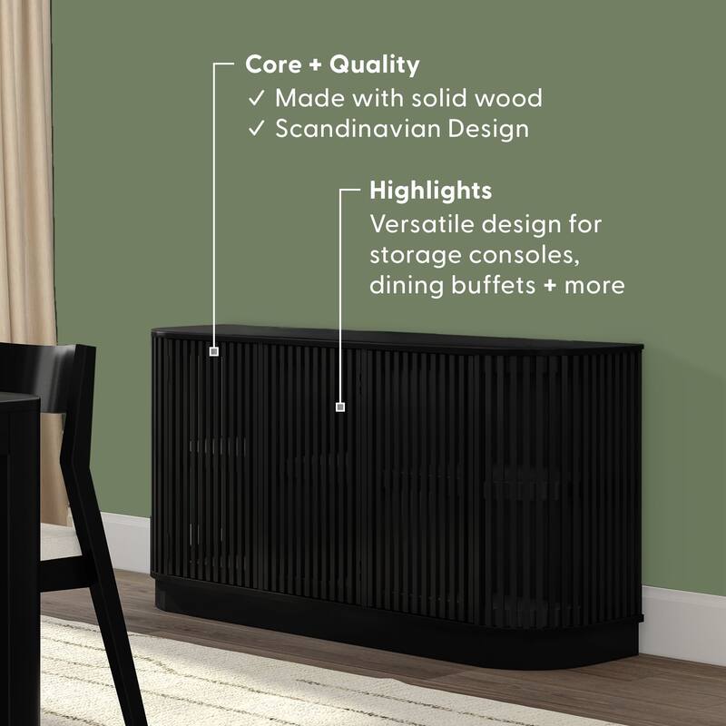 Plank and Beam Contour Curved 3-Door Sideboard/TV Stand