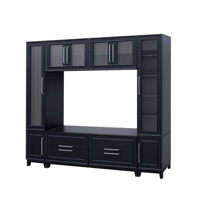 Large 102" Wall Unit TV Stand with Storage, Bookshelves, Modern Entertainment Center Media Console for TVs up to 75"