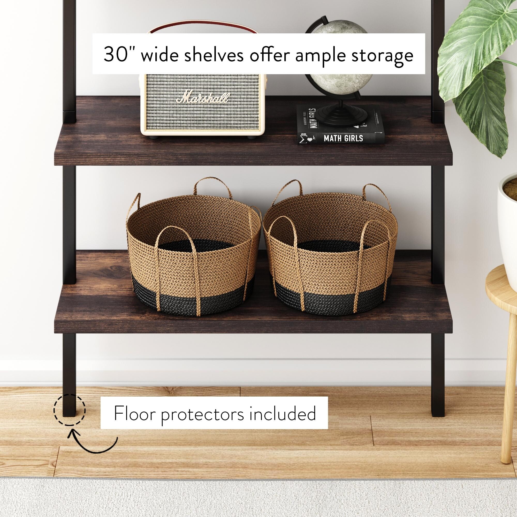 Nathan James Theo 6-Shelf Tall Bookcase, Wall Mount Bookshelf Wood