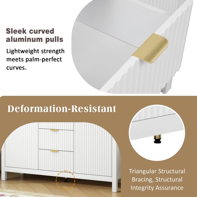 2 Door Sideboard with Adjustable Shelves and Drawers, Storage Console Table with Metal Handles for Living Room