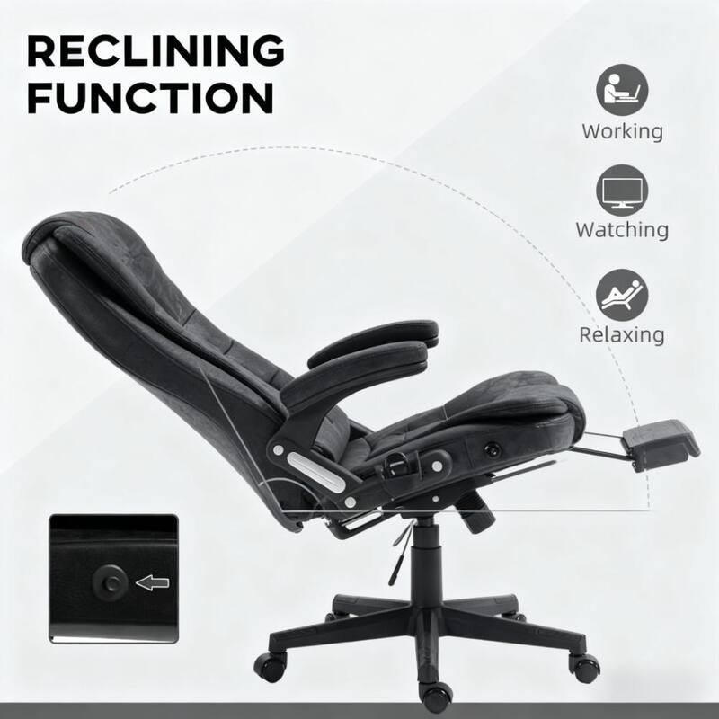 High Back Executive Office Chair with Reclining Backrest, Padded Armrests and Remote
