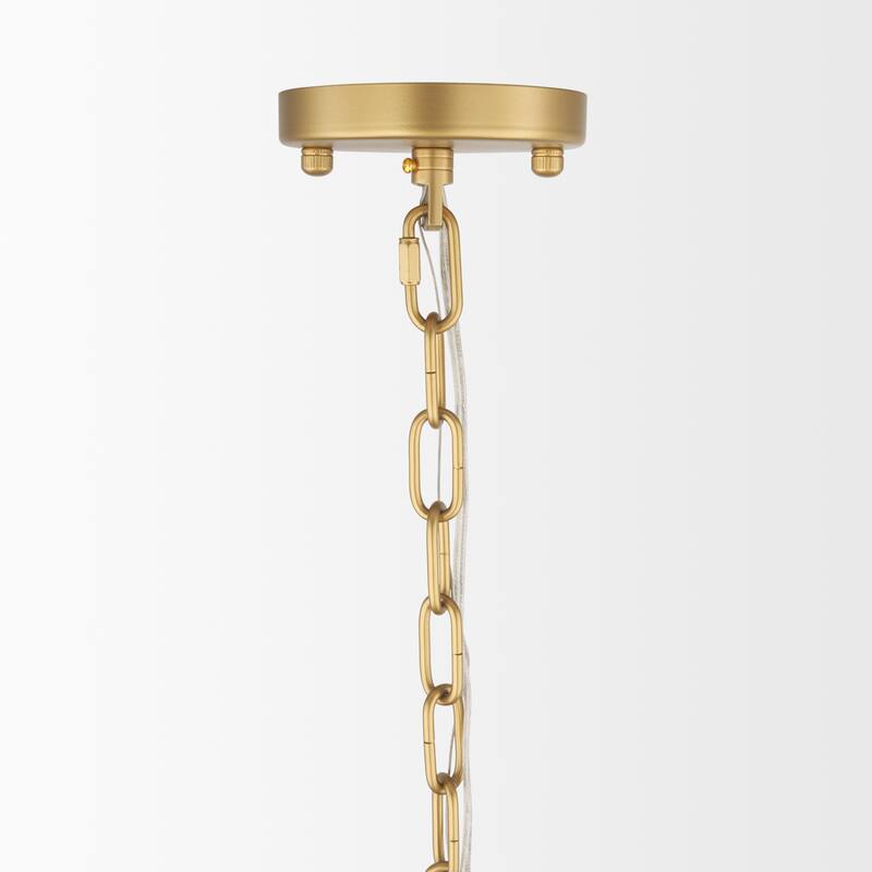 Edie Brushed Gold Metal w/ Frosted Glass Globes 6-Light Chandelier - 29.9L x 29.9W x 24.0H