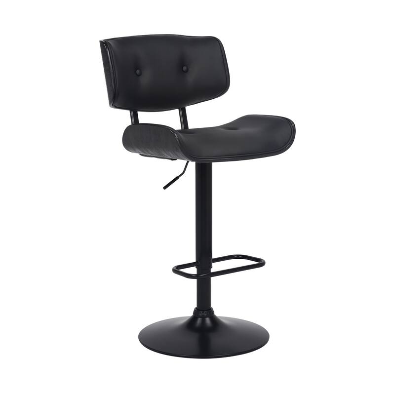 Adjustable Swivel Bar Stool with Faux Leather Upholstered Seat and Wooden Frame, Modern Counter Height Bar Seating