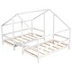 preview thumbnail 7 of 7, Cozy Triangular House Twin Bunk Bed with Built-in Table, Solid Wood Slats