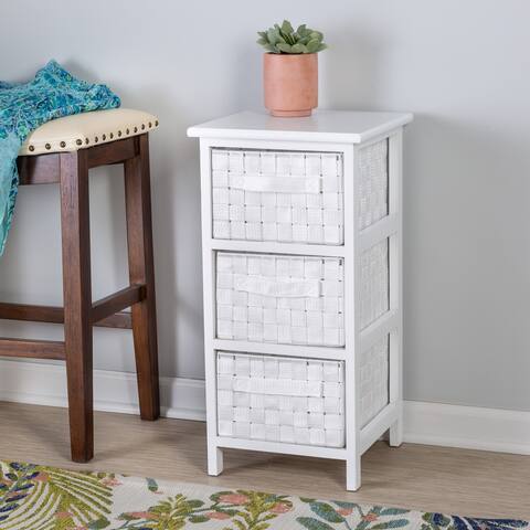 White Small 3-Drawer Wood Frame Cabinet