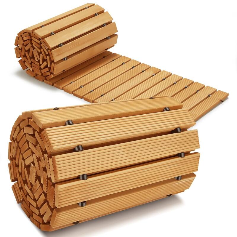 8FT Wooden Garden Pathway,Outdoor Roll Out Decorative Straight Walkway - Natural