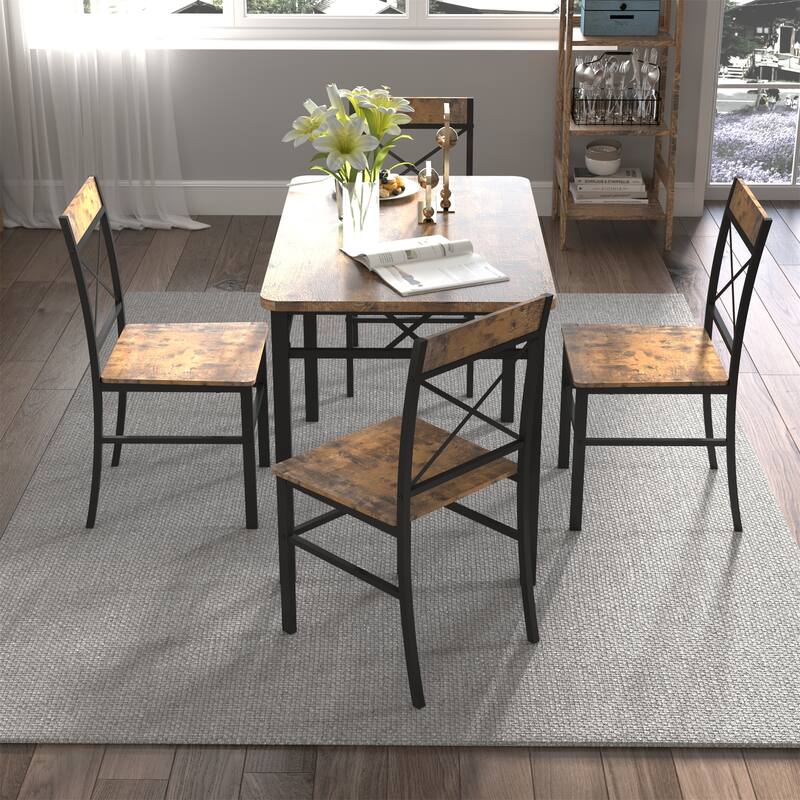 4-Piece Rustic Dining Table Set for 4