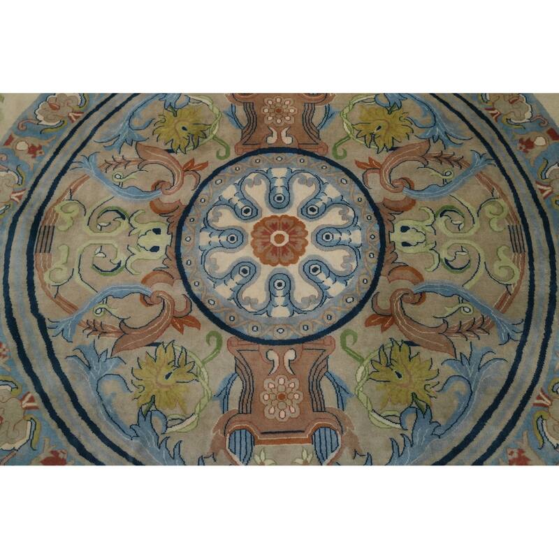 Hand-knotted Traditional Wool Beige Geometric Oriental Area Rug - 13' 8'' X 9' 10''