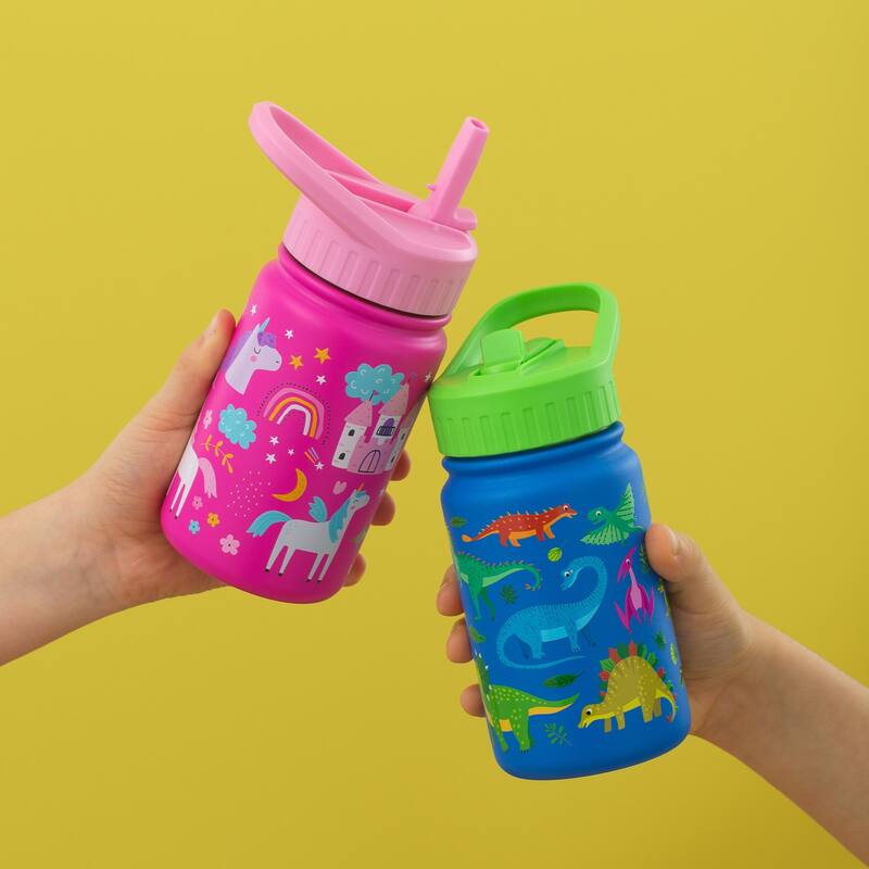 Stainless Steel Kids Water Bottle with Straw Lid - 12 oz