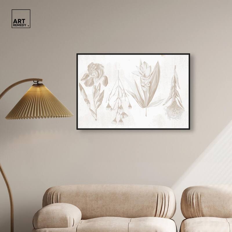 White Pressed Flora Canvas by Art Remedy