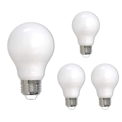 Bulbrite LED Filament Pack of (4) 9 Watt Dimmable A19 Light Bulb with Milky Glass Finish and Medium (E26) Base
