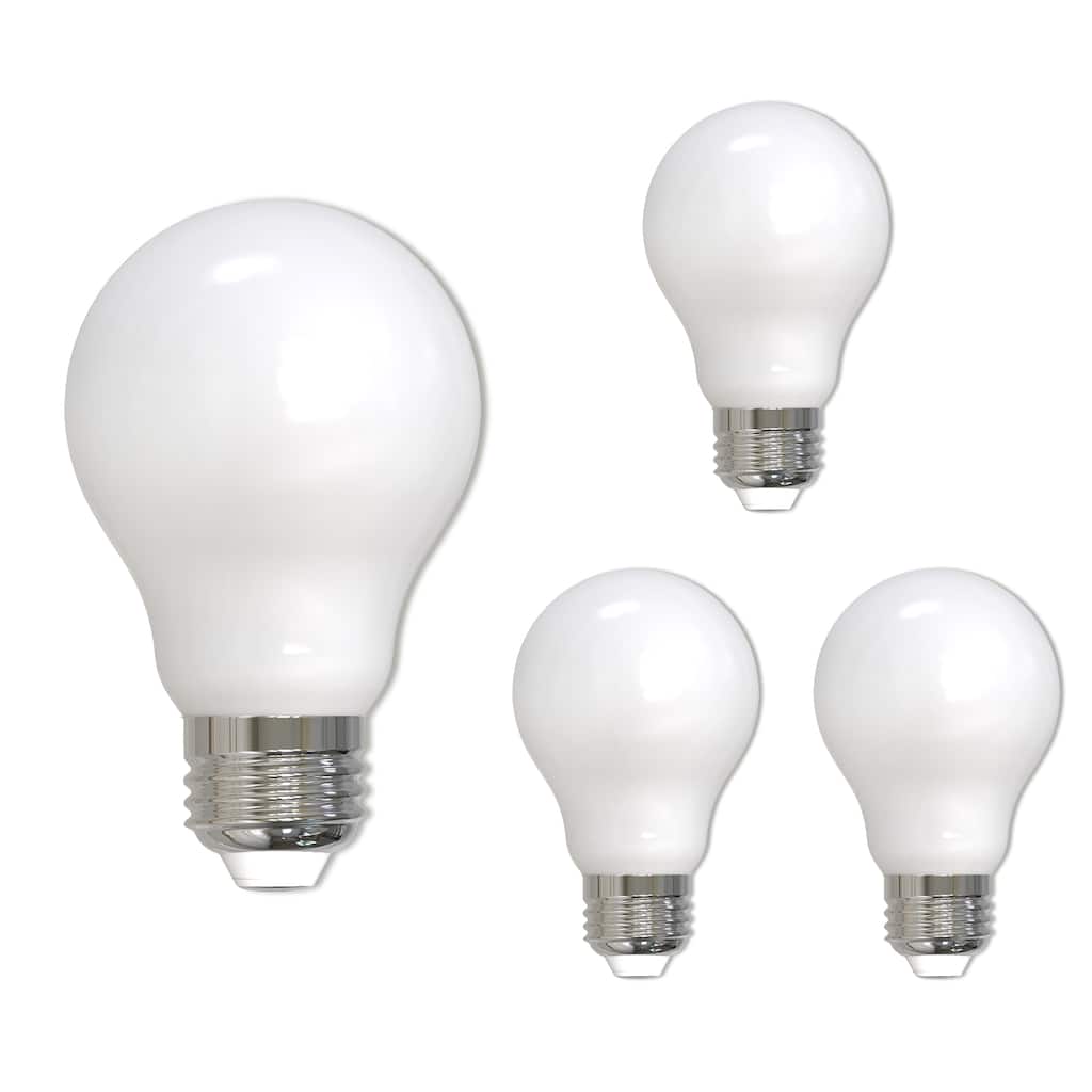 Bulbrite LED Filament Pack of (4) 9 Watt Dimmable A19 Light Bulb with Milky Glass Finish and Medium (E26) Base