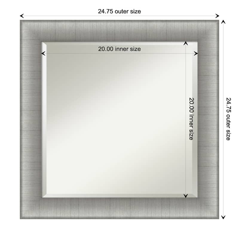 Beveled Wall Mirror - Elegant Brushed Bronze Frame - 24.75 x 24.75-inch - Elegant Brushed Pewter