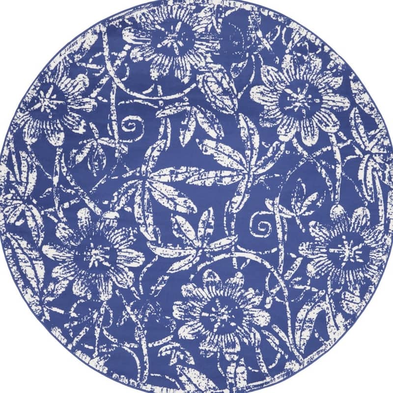 Guneg Power Loomed Distressed Geometric Floral Traditional Stain Resistant Area Rug By HomeRoots - 96' X '96' X '0.39