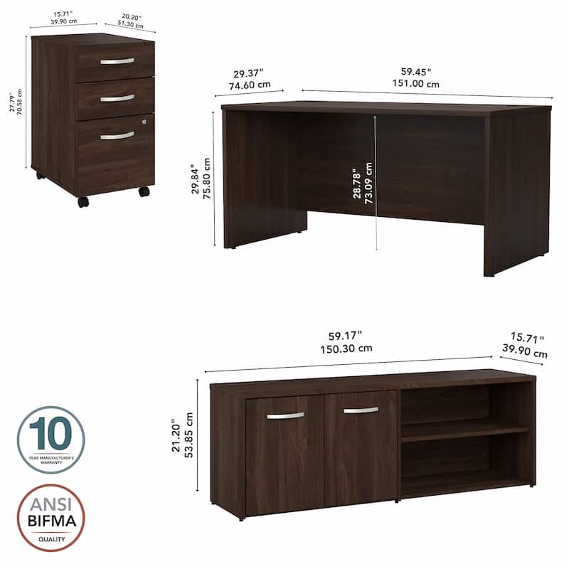 Studio C 60W Desk with Return and Cabinet by Bush Business Furniture