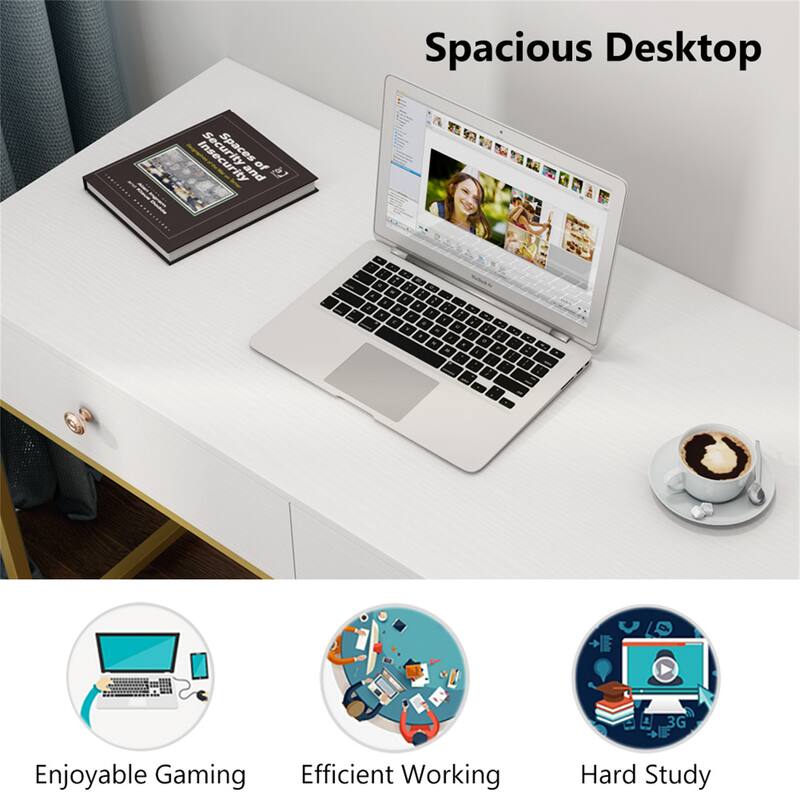 47 inch Home Office Desk Study Writing Table with 2 Storage Drawers