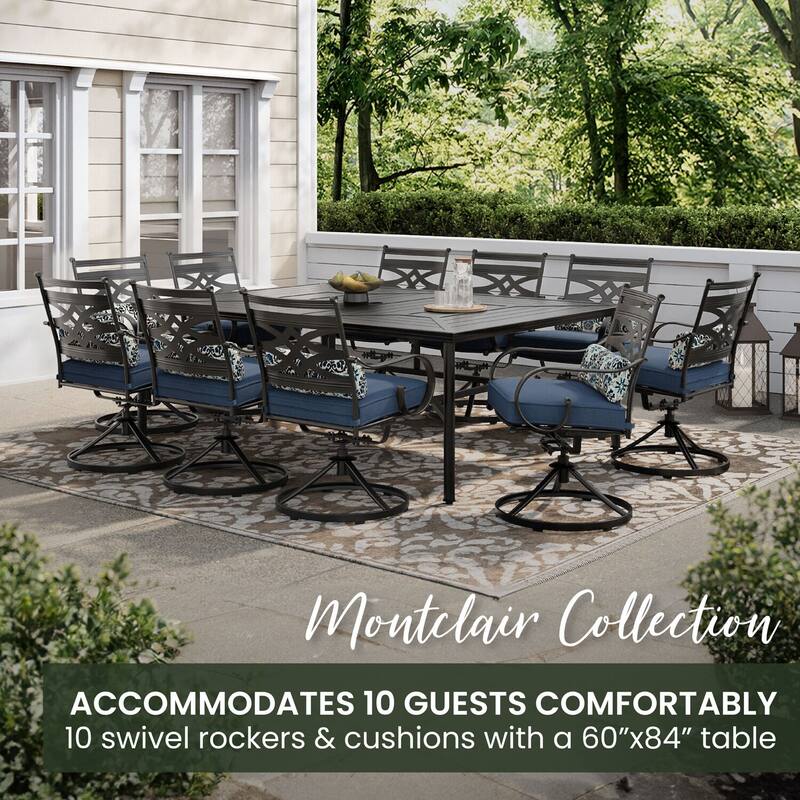 Hanover Montclair 11-Piece Navy Blue Dining Set