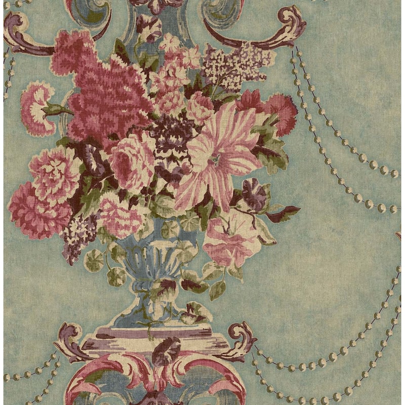 Seabrook Designs Baldwin Floral Vase Unpasted Wallpaper