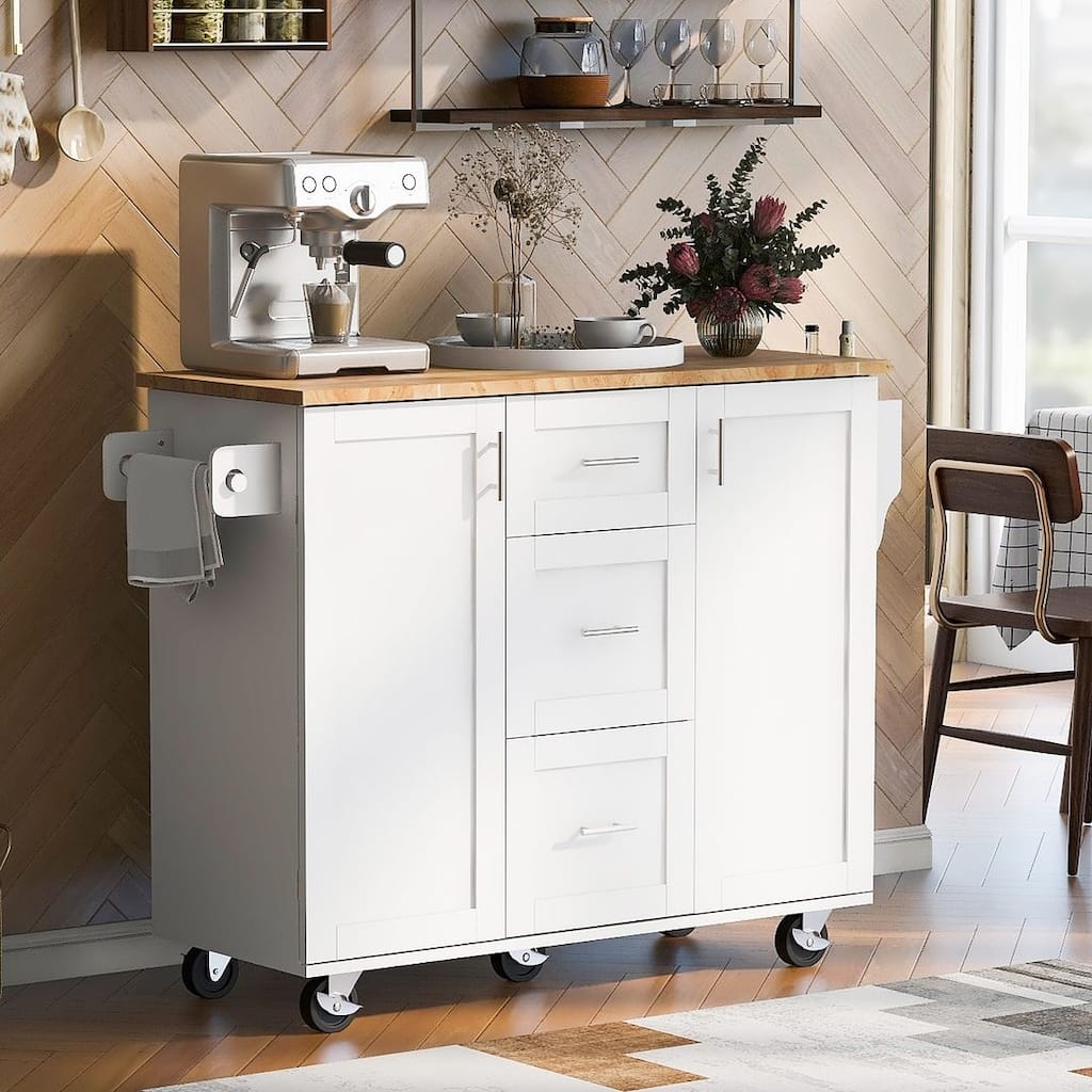 Rolling Kitchen Island Cart with Wheels and Storage